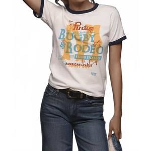 NEW MOTHER lil sinful ringer short sleeve top in rugby & rodeo
